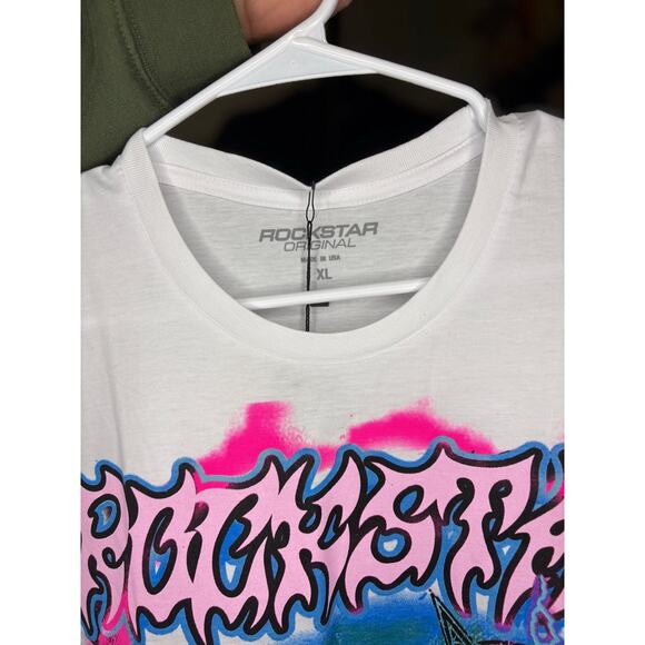 SZ XL - Mens Rockstar Original Shirt, pink/blue/white - NWT - Picture 4 of 4